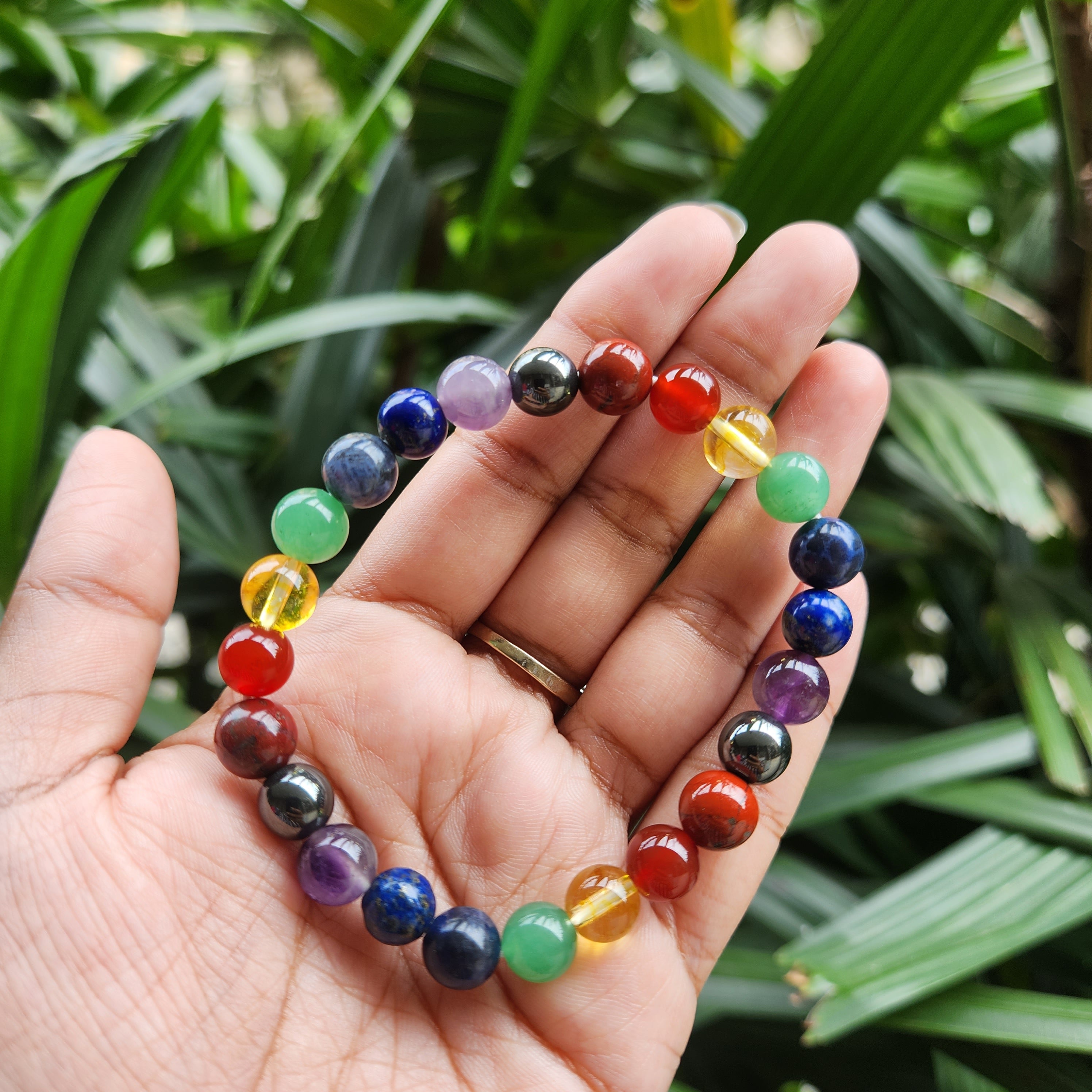 Certified 7 Chakra 8mm Natural Stone Bracelet With Lava Stone - One  Bracelet For Each Chakra