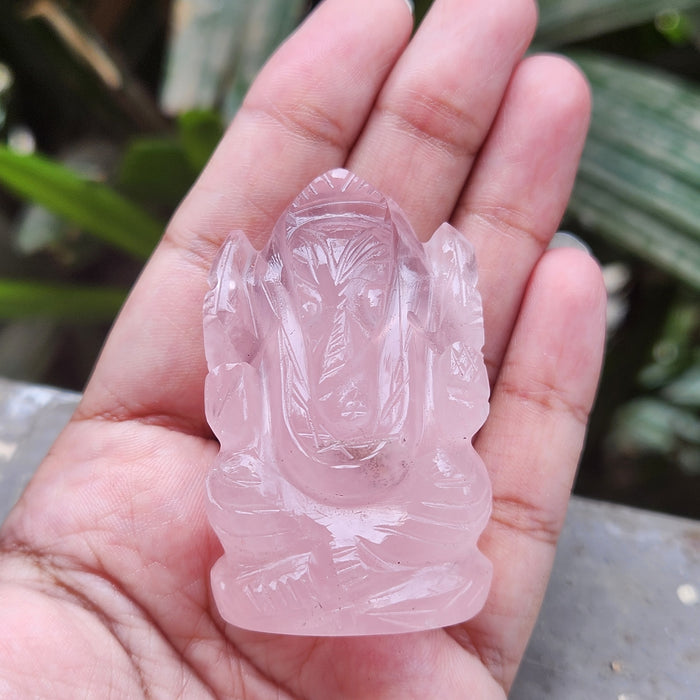 Rose Quartz Crystal Ganesha