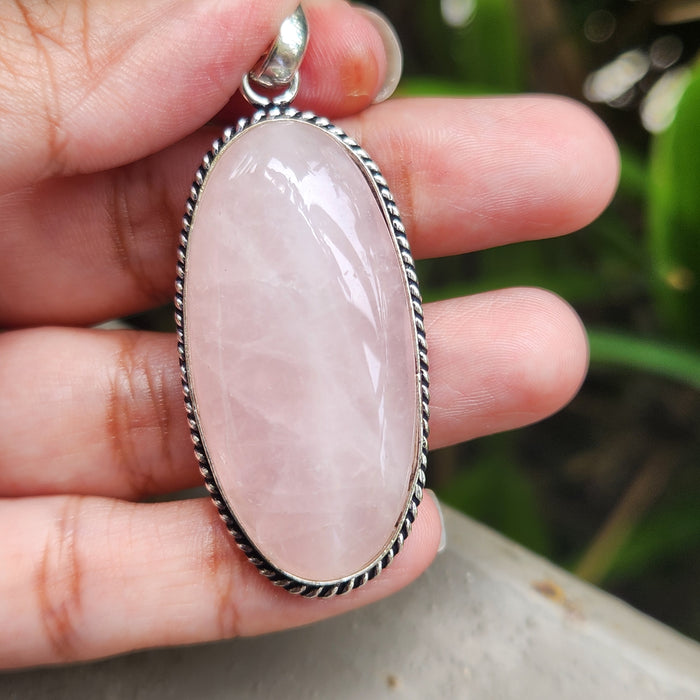 Certified Rose Quartz Pendant for Self Esteem, Compassion and Love without Chain -P31