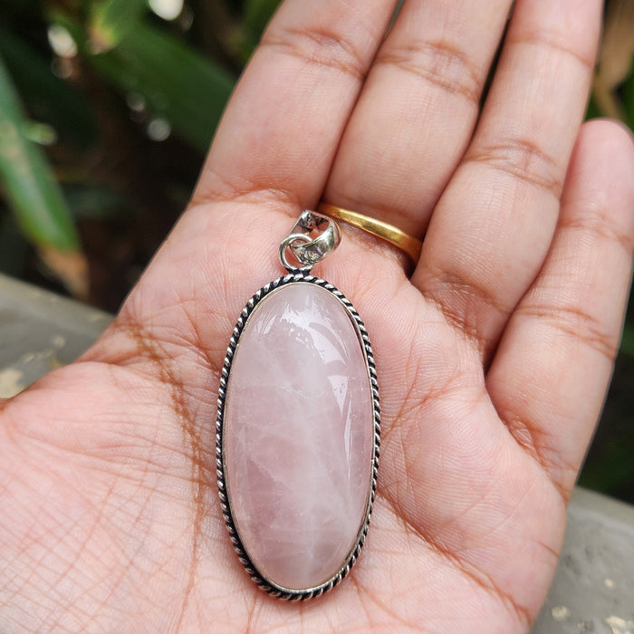 Certified Rose Quartz Pendant for Self Esteem, Compassion and Love without Chain -P31