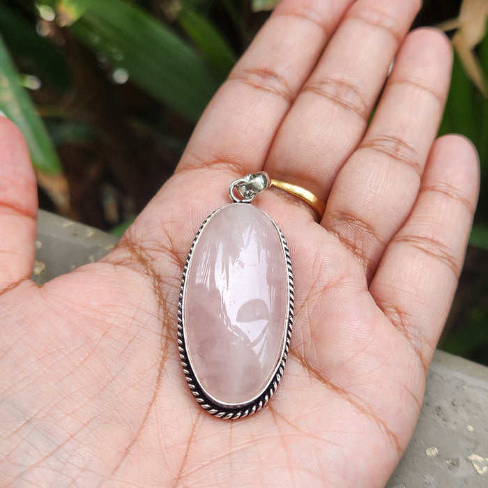 Certified Rose Quartz Pendant for Self Esteem, Compassion and Love without Chain -P31