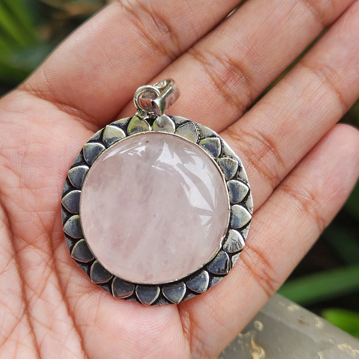 Certified Rose Quartz Pendant for Self Esteem, Compassion and Love without Chain -P32