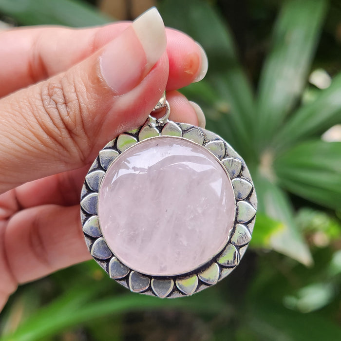 Certified Rose Quartz Pendant for Self Esteem, Compassion and Love without Chain -P32