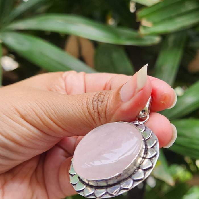 Certified Rose Quartz Pendant for Self Esteem, Compassion and Love without Chain -P32