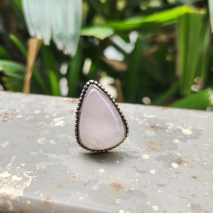 Certified Rose Quartz Adjustable Rings- R16