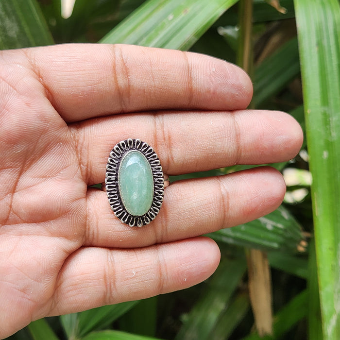 Certified Green Aventurine Ring for Healing, Abundance and Growth R5