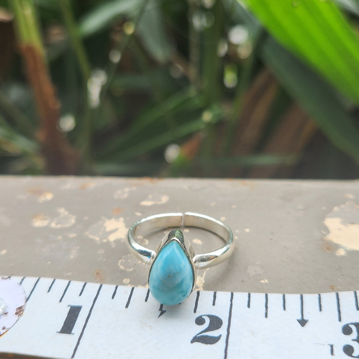 Certified Larimar Crystal 925 Silver Adjustable Rings-2