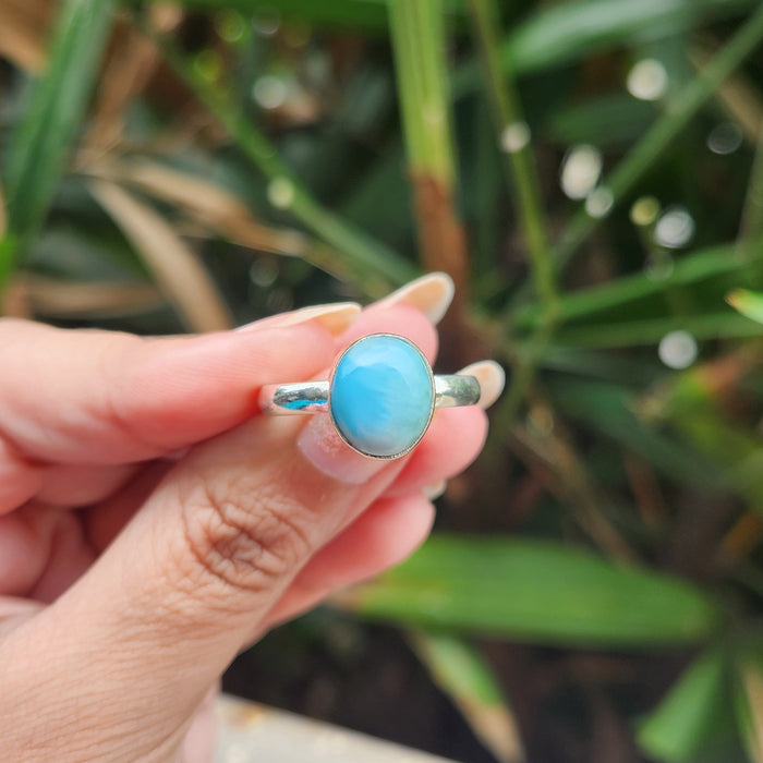 Certified Larimar Crystal 925 Silver Adjustable Rings-3