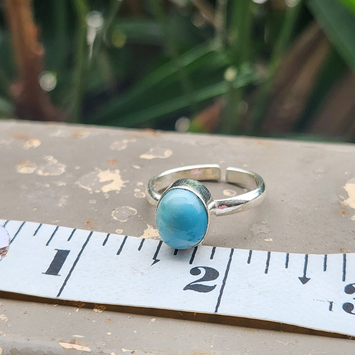 Certified Larimar Crystal 925 Silver Adjustable Rings-3