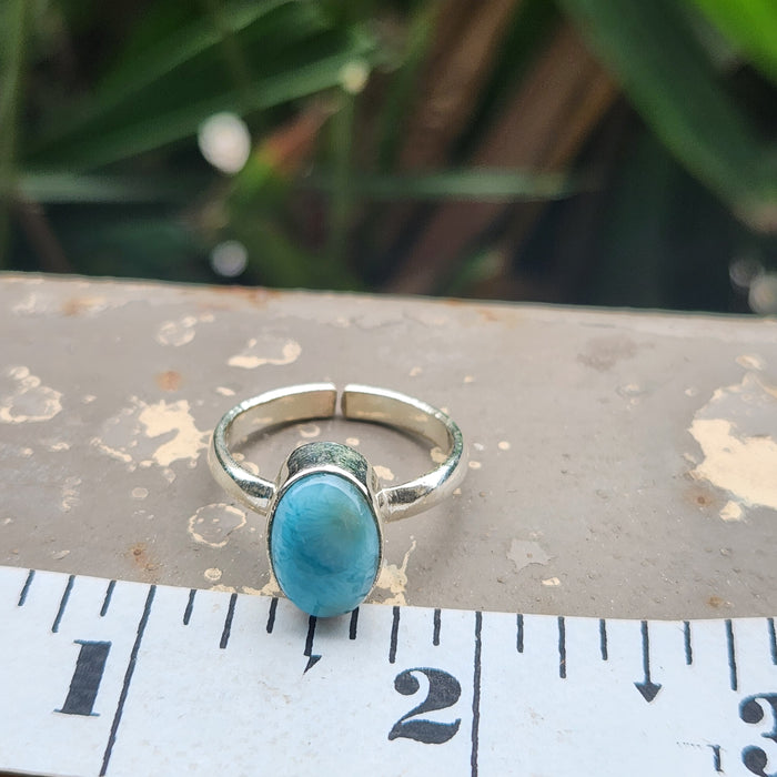 Certified Larimar Crystal 925 Silver Adjustable Rings-5