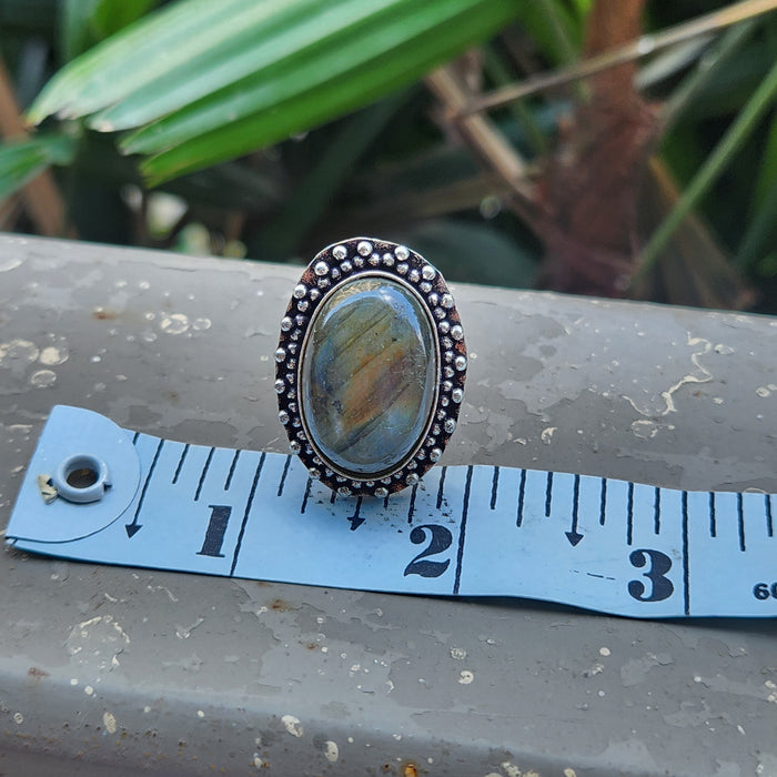 Certified Labradorite Adjustable Rings Online- Design 5