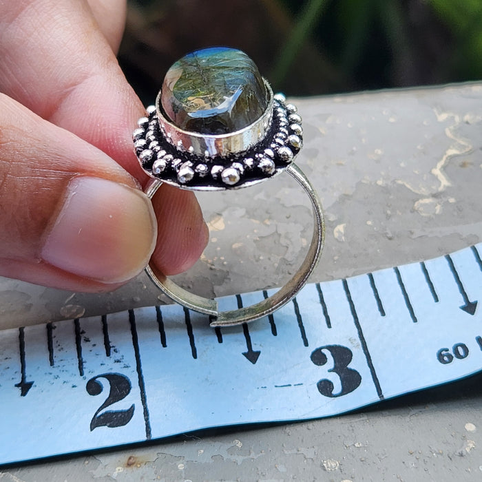 Certified Labradorite Adjustable Rings Online- Design 10