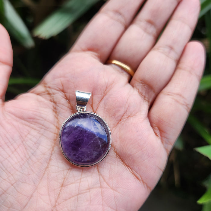 Certified Amethyst Round Pendant Online without Chain-3