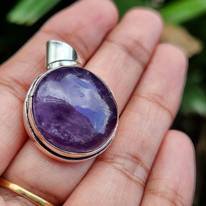 Certified Amethyst Round Pendant Online without Chain-3