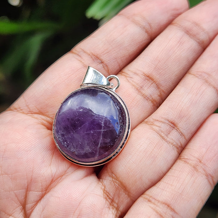 Certified Amethyst Round Pendant Online without Chain-3