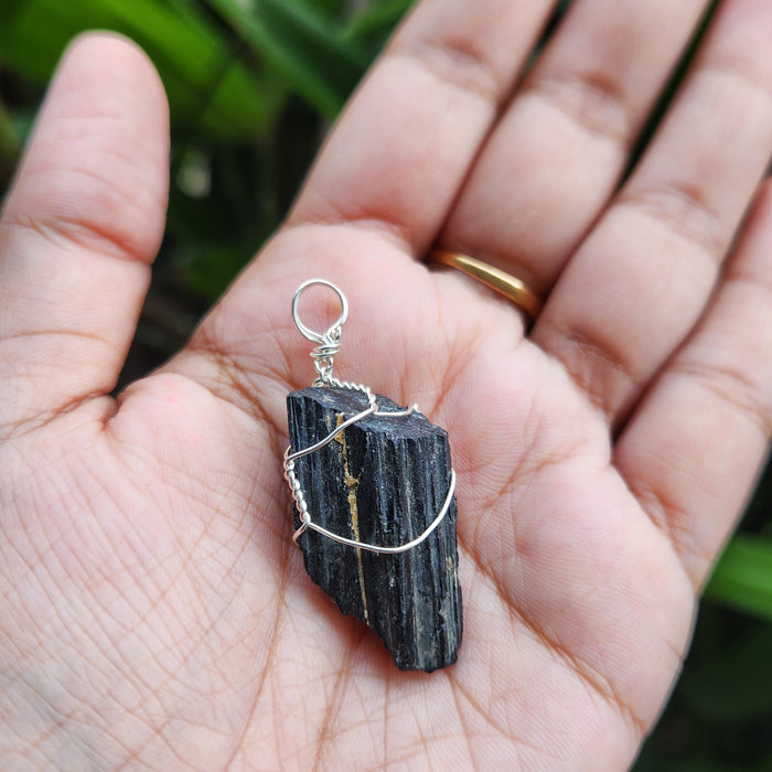 Certified Raw Black Tourmaline Pendant  without chain-33