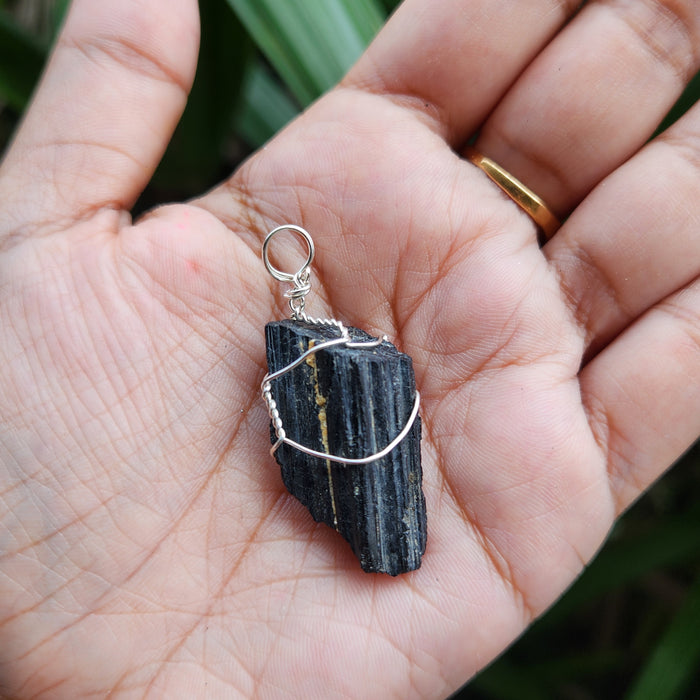 Certified Raw Black Tourmaline Pendant  without chain-33