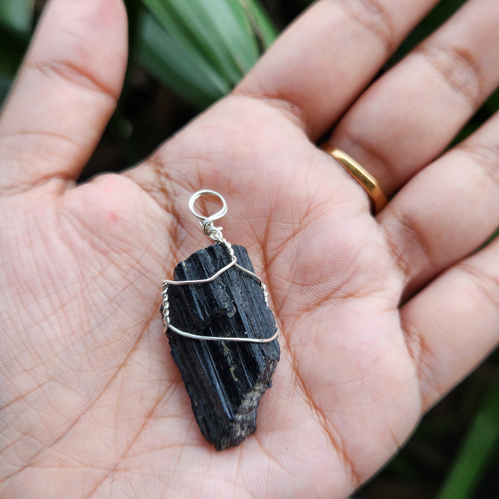 Certified Raw Black Tourmaline Pendant  without chain-33