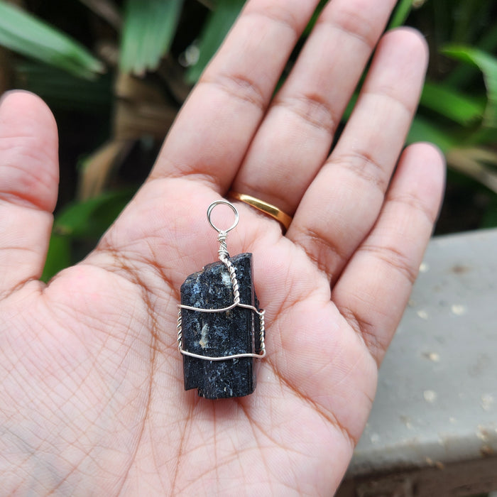 Certified Raw Black Tourmaline Pendant  without chain-34