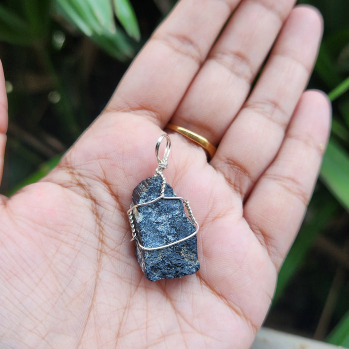 Certified Raw Black Tourmaline Pendant  without chain-35