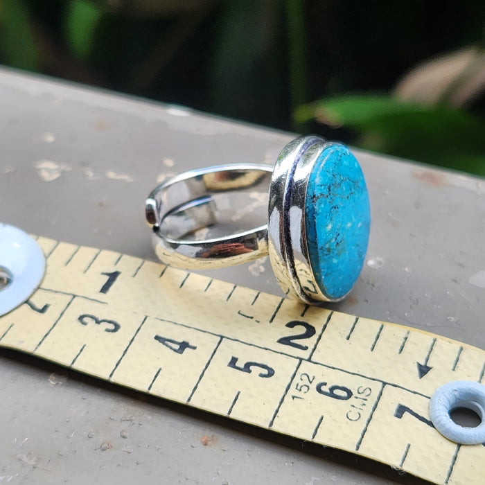 Certified Turquoise Firoza Adjustable Rings- R39