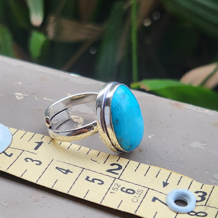 Certified Turquoise Firoza Adjustable Rings- R43