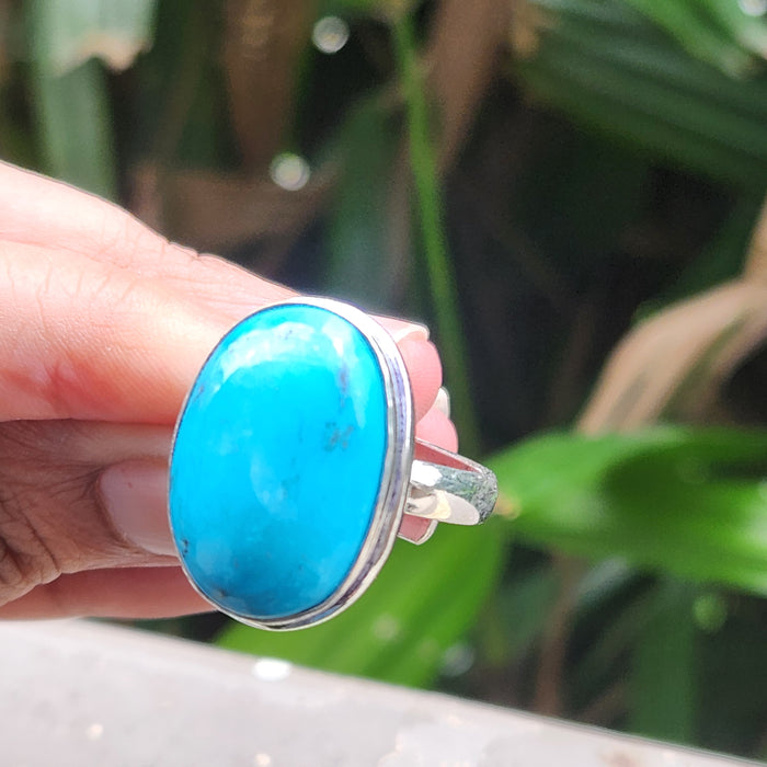 Certified Turquoise Firoza Adjustable Rings- R43