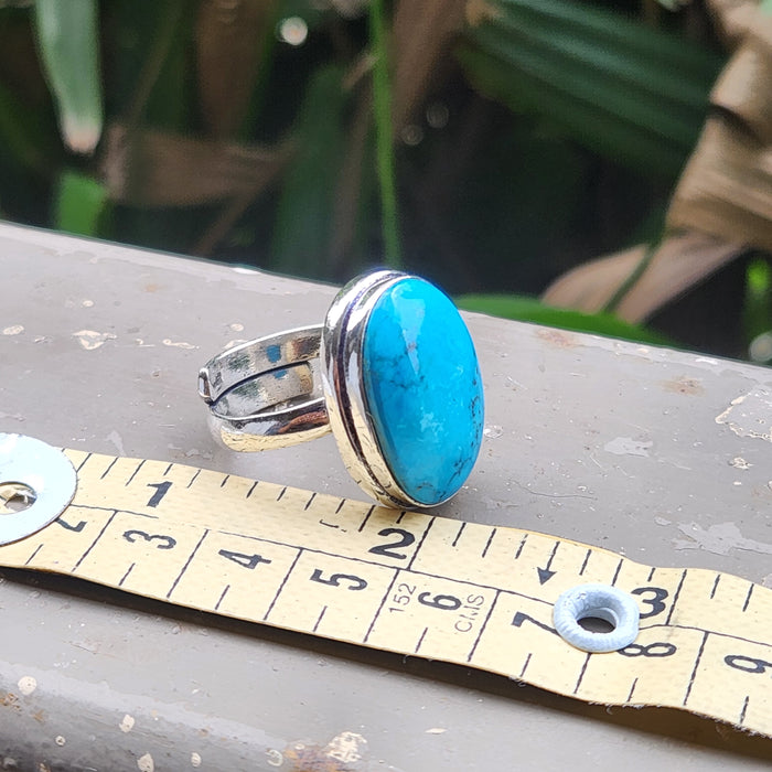 Certified Turquoise Firoza Adjustable Rings- R45