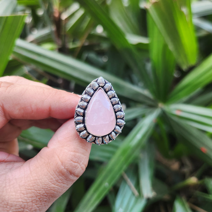 Certified Rose Quartz Adjustable Rings- R28