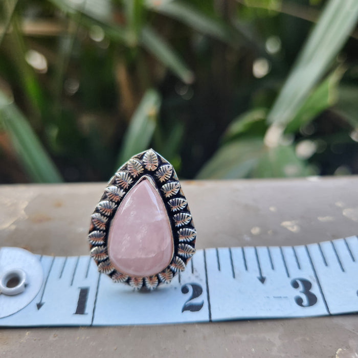 Certified Rose Quartz Adjustable Rings- R28