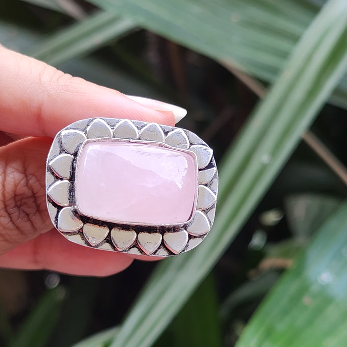 Certified Rose Quartz Adjustable Rings- R29