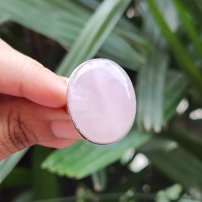 Certified Rose Quartz Adjustable Rings- R33