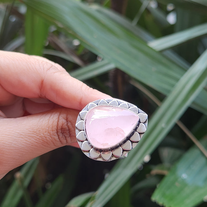 Certified Rose Quartz Adjustable Rings- R35