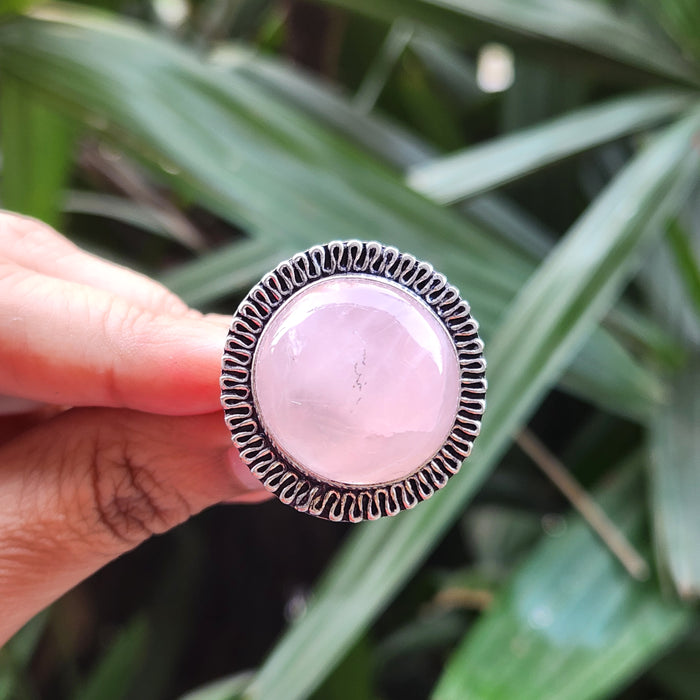 Certified Rose Quartz Adjustable Rings- R36