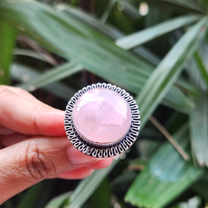 Certified Rose Quartz Adjustable Rings- R36