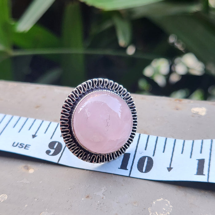 Certified Rose Quartz Adjustable Rings- R36