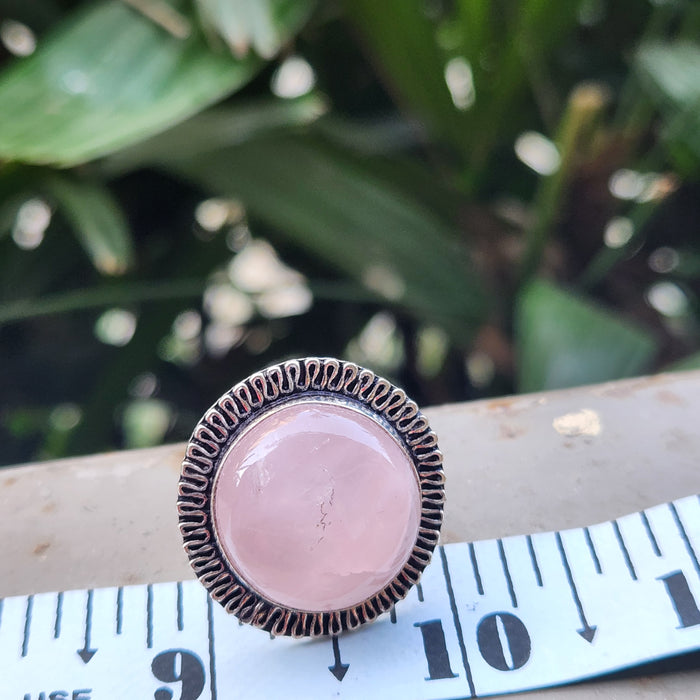 Certified Rose Quartz Adjustable Rings- R36