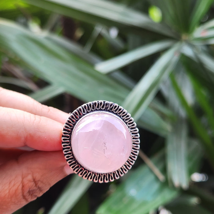 Certified Rose Quartz Adjustable Rings- R36