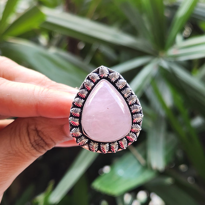 Certified Rose Quartz Adjustable Rings- R37