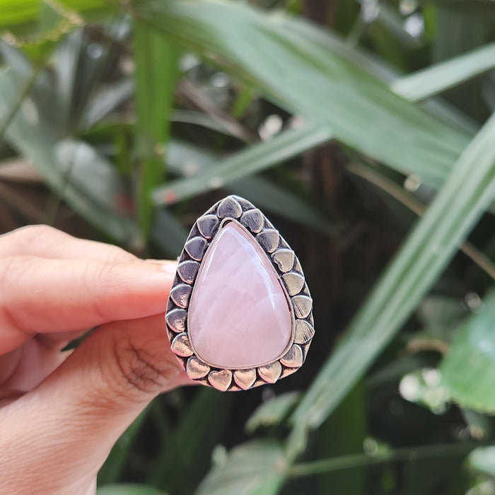 Certified Rose Quartz Adjustable Rings- R39