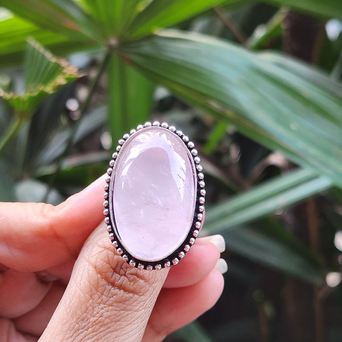 Certified Rose Quartz Adjustable Rings- R40