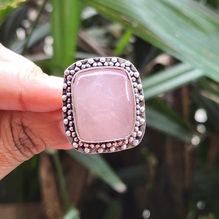 Certified Rose Quartz Adjustable Rings- R41