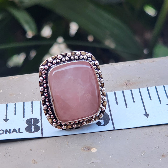 Certified Rose Quartz Adjustable Rings- R41