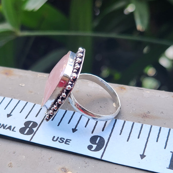 Certified Rose Quartz Adjustable Rings- R41