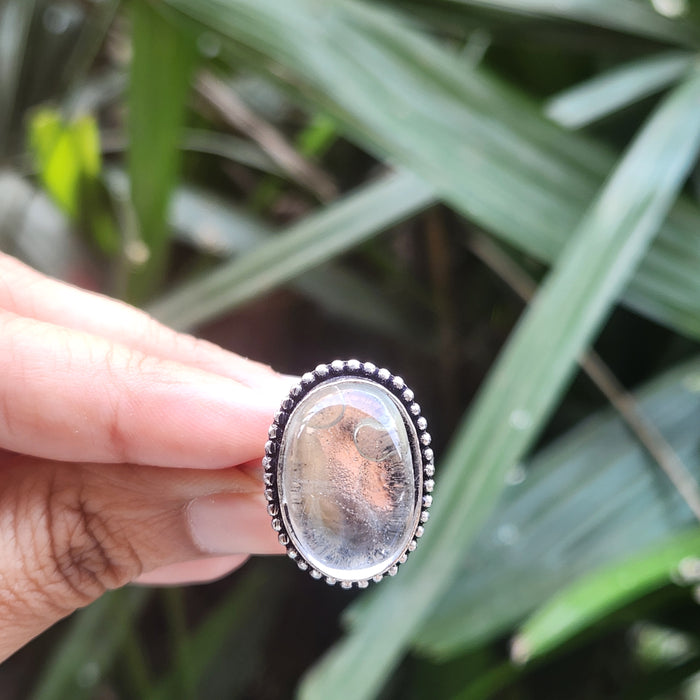 Certified Clear Quartz Adjustable Rings- R3