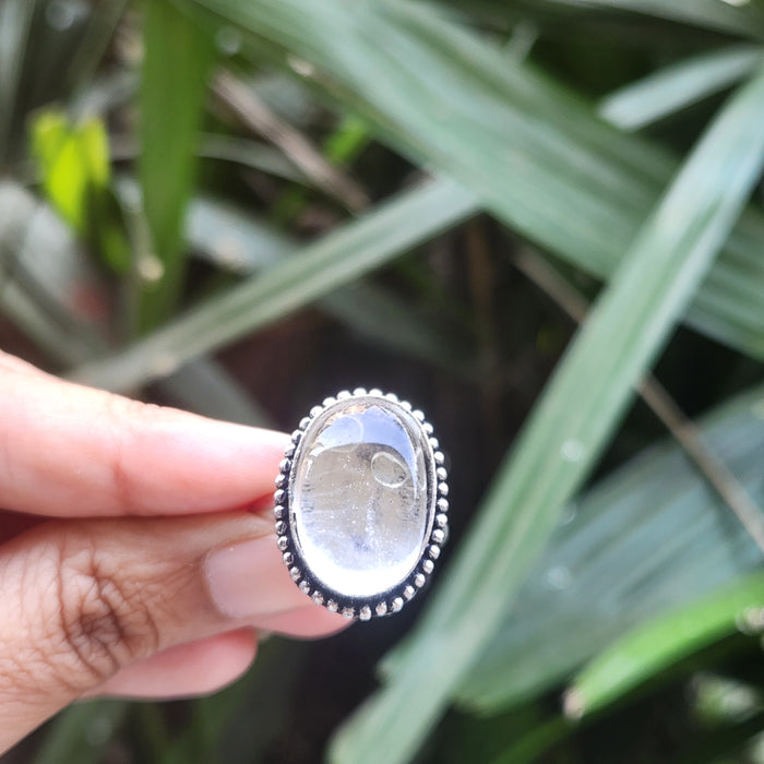 Certified Clear Quartz Adjustable Rings- R3