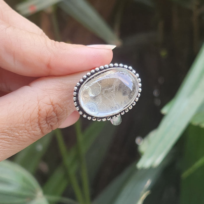 Certified Clear Quartz Adjustable Rings- R3