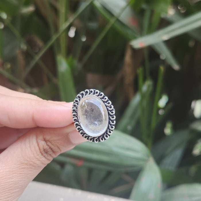 Certified Clear Quartz Adjustable Rings- R4