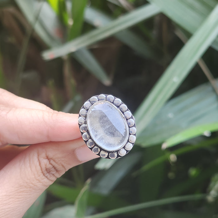 Certified Clear Quartz Adjustable Rings- R5