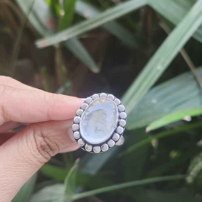 Certified Clear Quartz Adjustable Rings- R5